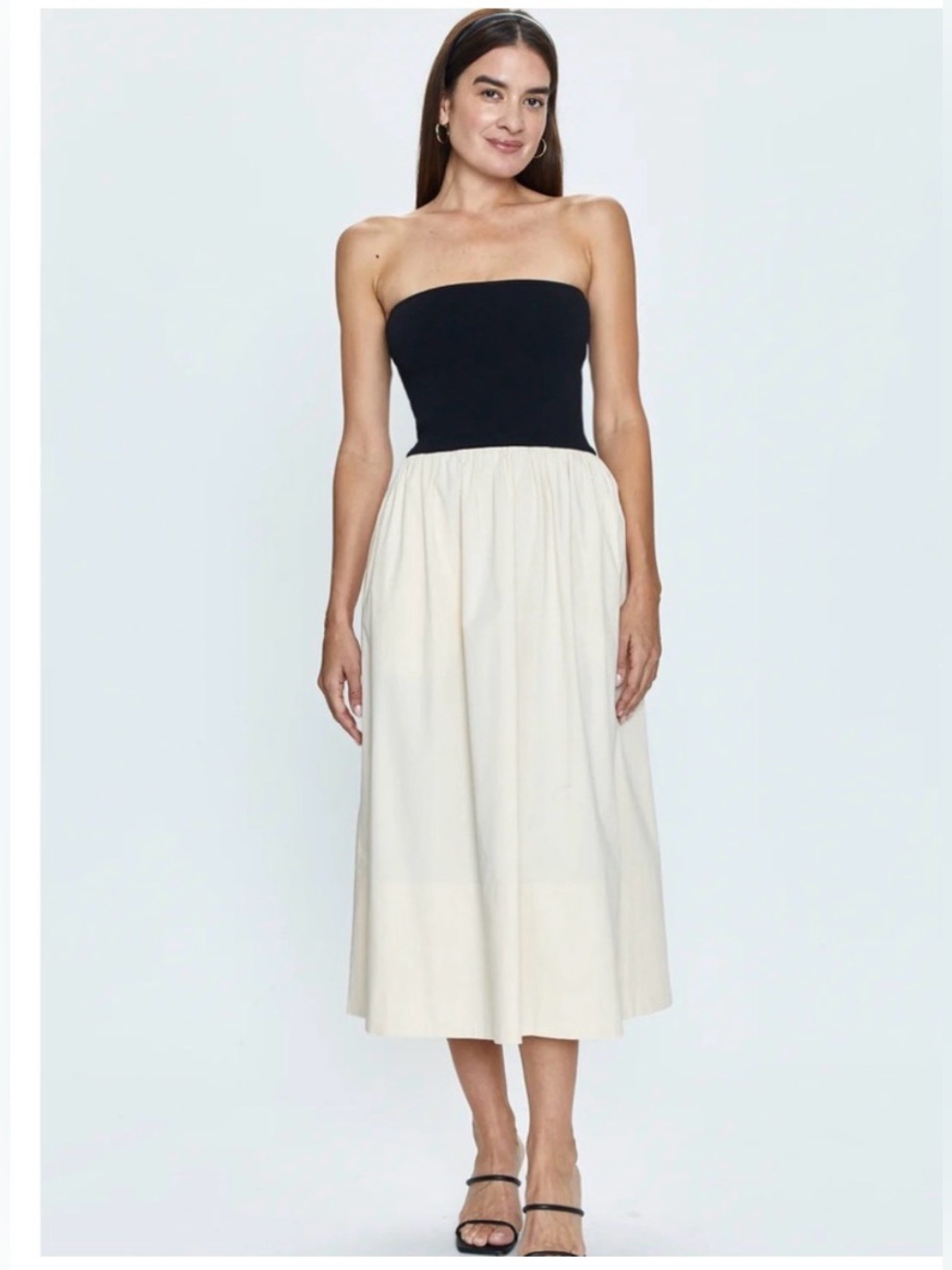 Pistola Mavo Tube Dress in salt and pepper.